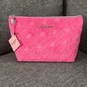 Juicy Couture Hot Pink Velvet XL Makeup Bag Pouch Y2K New